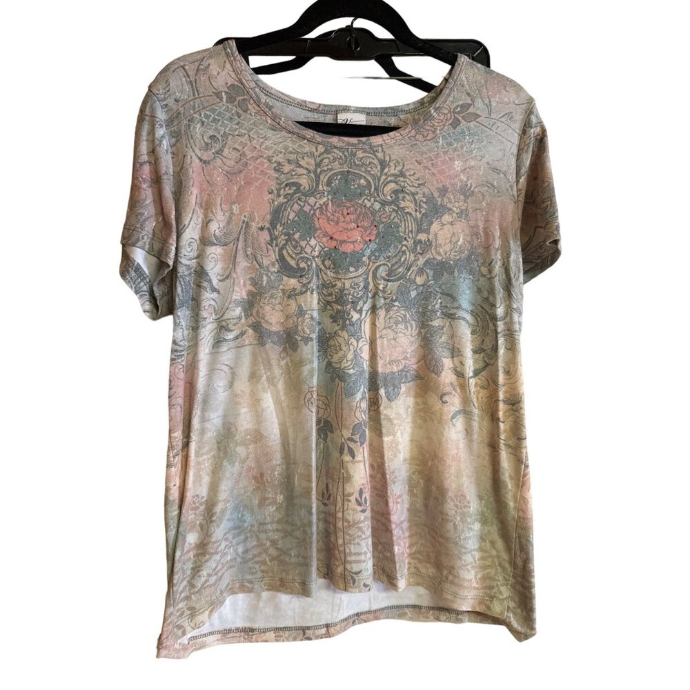 Venezia Womens Floral Graphic Short Sleeve Top Size 14/16